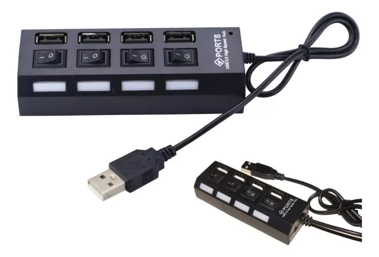 Hub USB 4 puertos 2.0 switch independiente