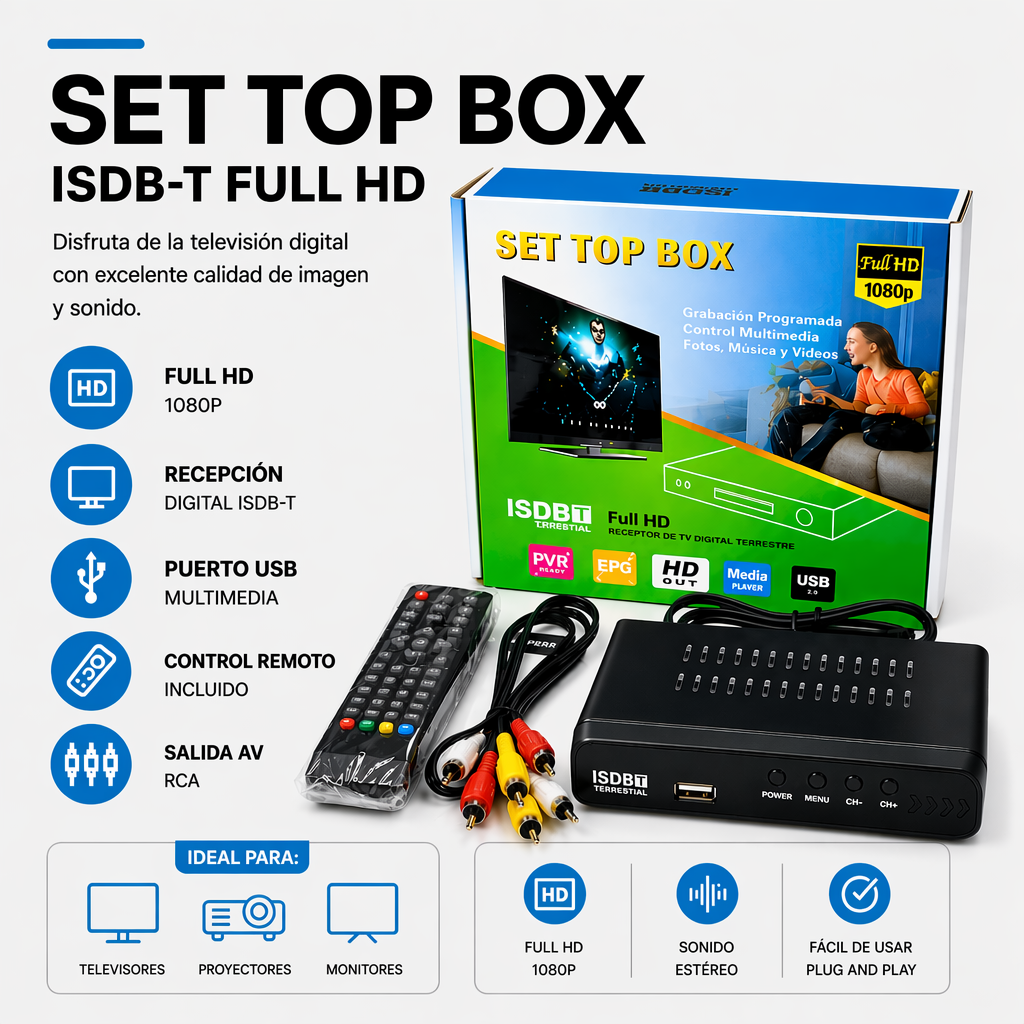 SINTONIZADOR DECODIFICADOR TV DIGITAL TVD FHD ISDB-T