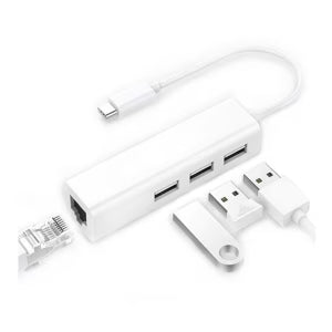 Adaptador TIPO C Rj45 Lan + 3 PUERTOS USB 2.0