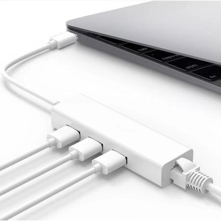 Adaptador TIPO C Rj45 Lan + 3 PUERTOS USB 2.0