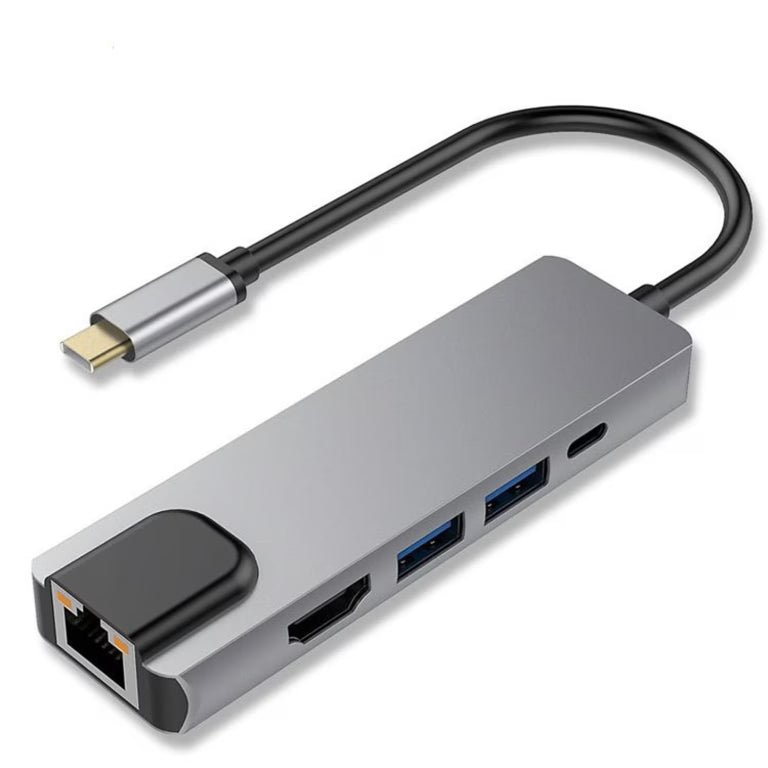 Adaptador tipo C A HDMI + 2 USB + RJ45 (5 EN 1)