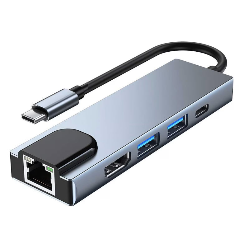 Adaptador tipo C A HDMI + 2 USB + RJ45 (5 EN 1)
